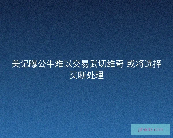 美记曝公牛难以交易武切维奇 或将选择买断处理