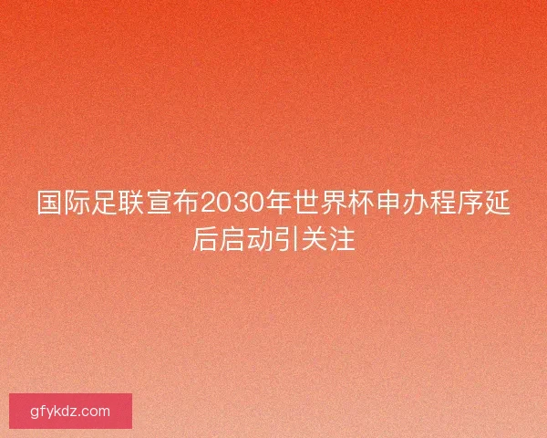 国际足联宣布2030年世界杯申办程序延后启动引关注